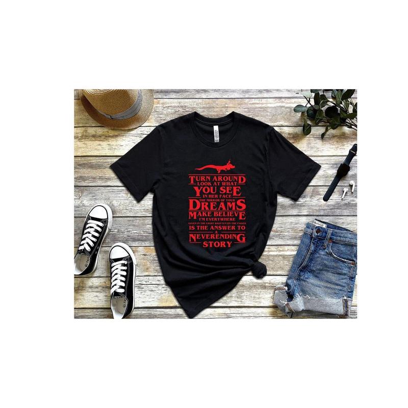 TikTok Shop: Stranger Things Inspired Short Sleeve Shirt - Never Ending  Story Dustin Suzie Song - Fun Hawkins Shirt: Unisex & Engaging!