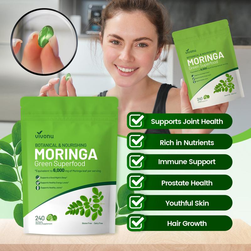 Product Introduction of VivoNu Moringa Softgels | Energy, Immunity & Joint Support | Rich in Essential Fatty Acids & Antioxidants | 240 Vegan Capsules | 2/Day 12