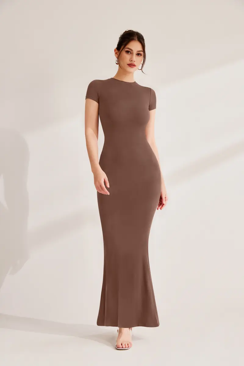 Product Introduction of BOGO REORIA Summer Beach Vibes Dresses Women's Casual Lounge Long Dress Outdoorfun Elegant Shortsleeve Basic Crewneck Maxi Dresses Lady Womenswear 9