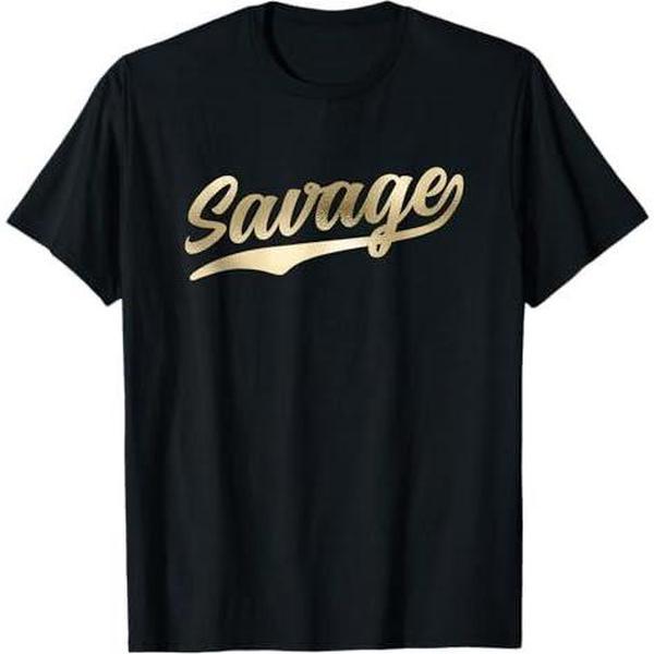 Savage T-Shirt Retro 1970s Baseball Script Font Savage T-Shirt Retro 1970s Baseball Script Font