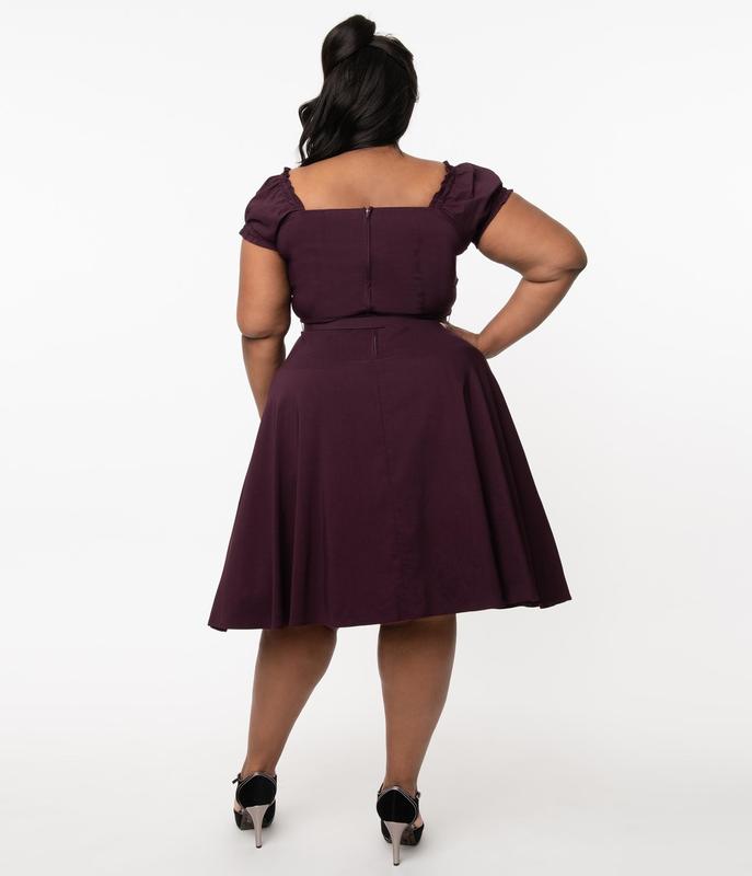 TikTok Shop Unique Vintage Plus Size 1950s Eggplant Ohara Swing Dress