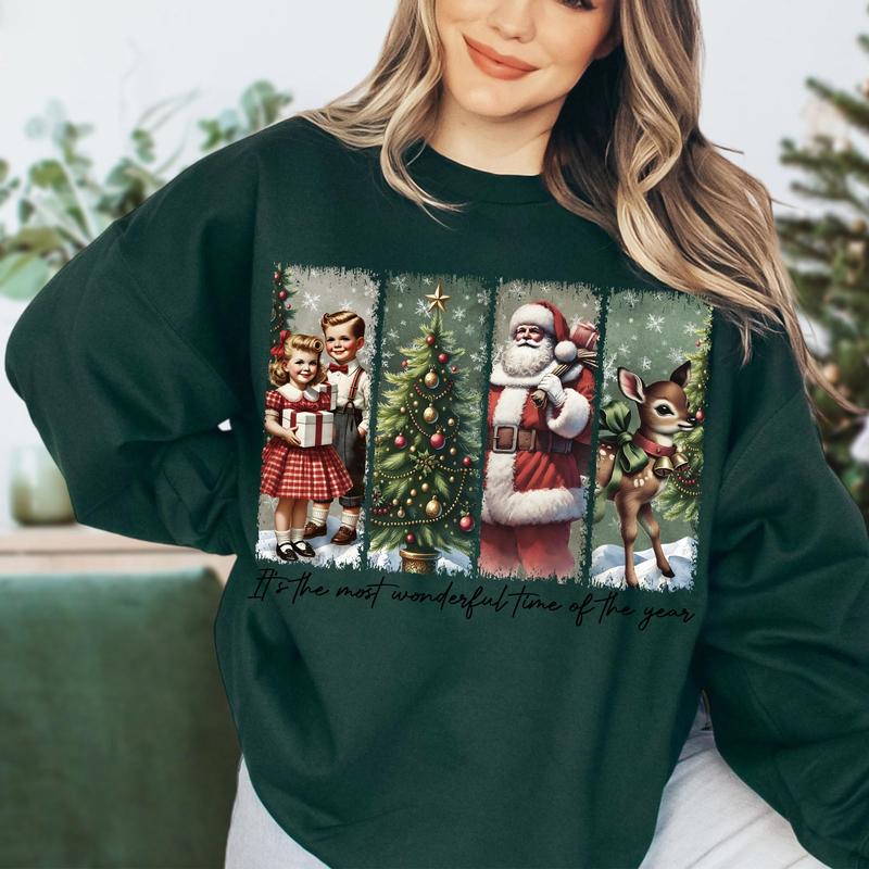 Ditsy snowy sweatshirt, winter holidays shirt, xmas party clothes, order festive season fashion, christmas season, snowy winter shirt