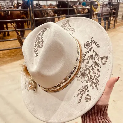 Hand Burned popular Hat