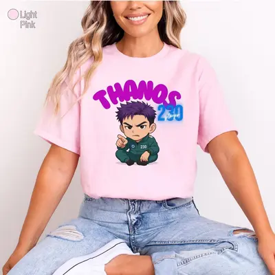 イカゲーム T.O.P THANOS T-shirt Mサイズ 白/黒 Squid Games Thanos T-Shirt, Player 230 Shirt, Unisex Tee