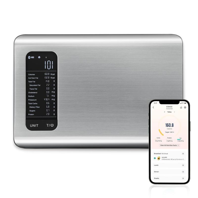 TikTok Shop Smart Food Kitchen Scale with Nutritional Calculator Free App with 19 Nutrients Tracking Calorie Marco Digital weight grams and ounces for weight loss Premium Stainless Steel 11lb