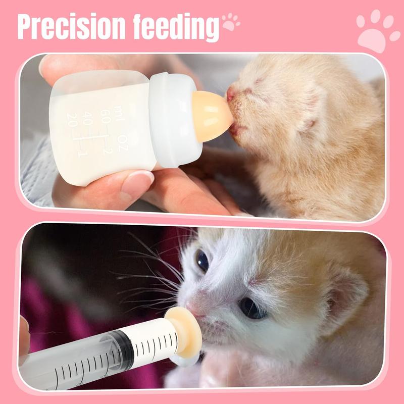 TikTok Shop Kitten Bottles Professional Kitten Feeding Syringes Nipple Feeding Kit for Kittens and Puppies Reusable Newborn Kitten Supplies