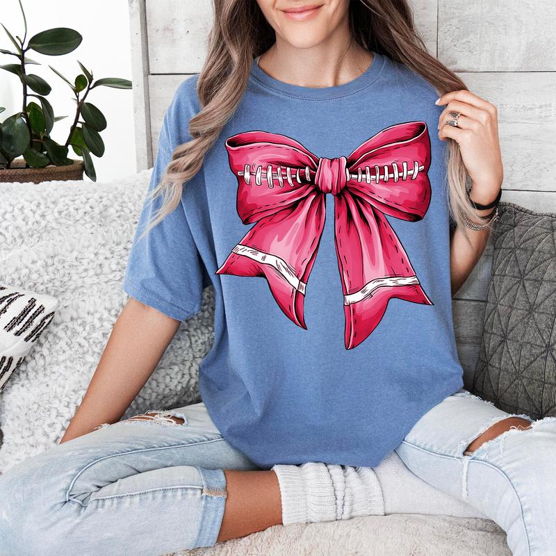 Pink Out Football Bow Tee Pink Out Football Bow Tee