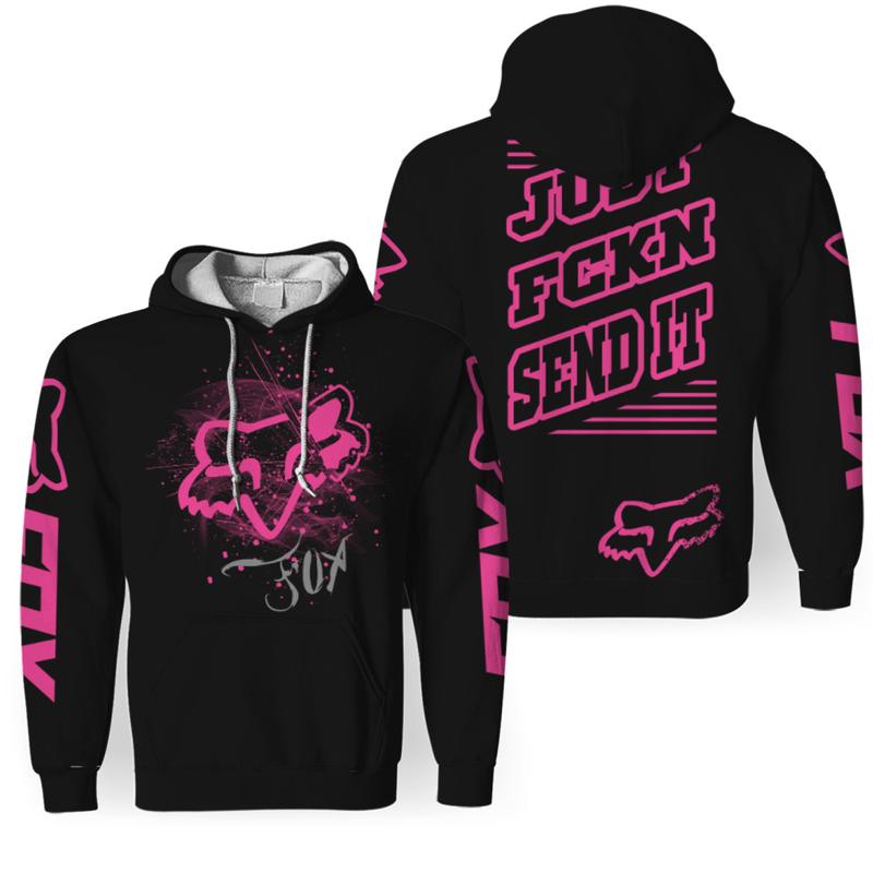 TikTok Shop FOX RACING just fckn send it Pink 3D Unisex Hoodie