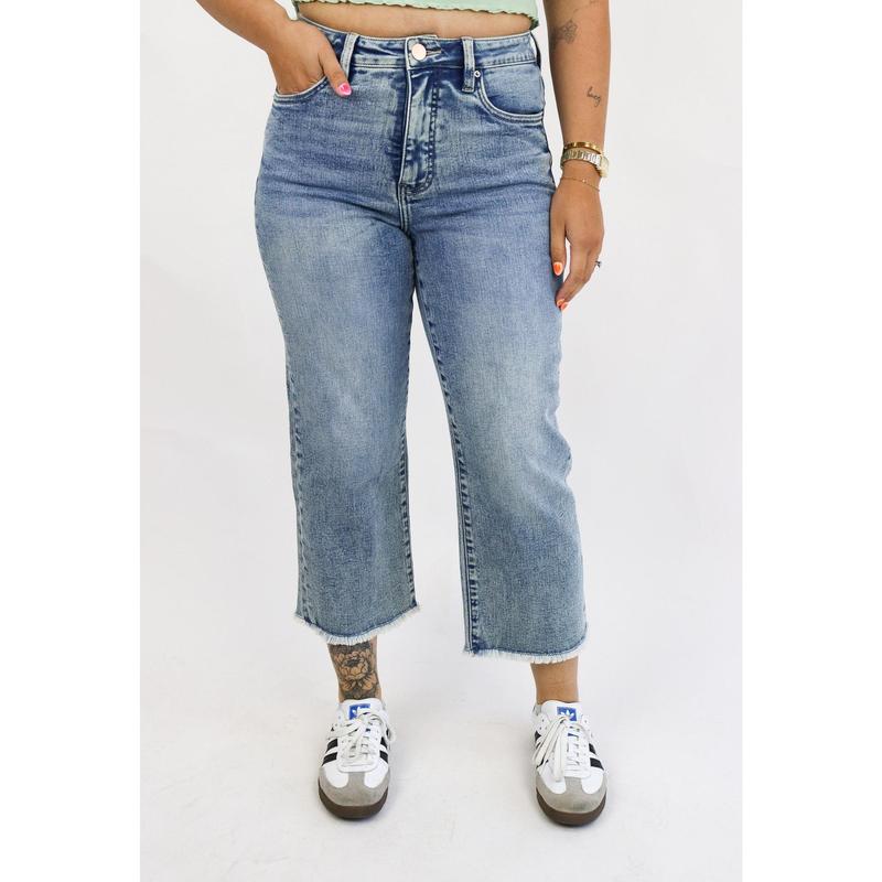 Tummy Control Crop Wide Leg Jeans by RFM 7