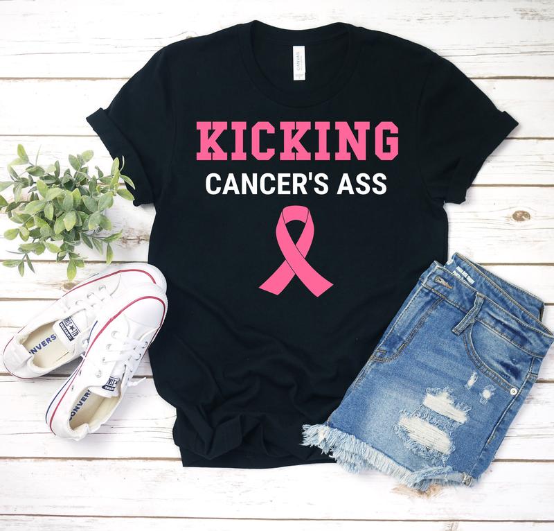 There Was Girl Kicked Cancer's Ass Breast Cancer Pink Ribbon T-Shirt There Was Girl Kicked Cancer's Ass Breast Cancer Pink Ribbon T-Shirt