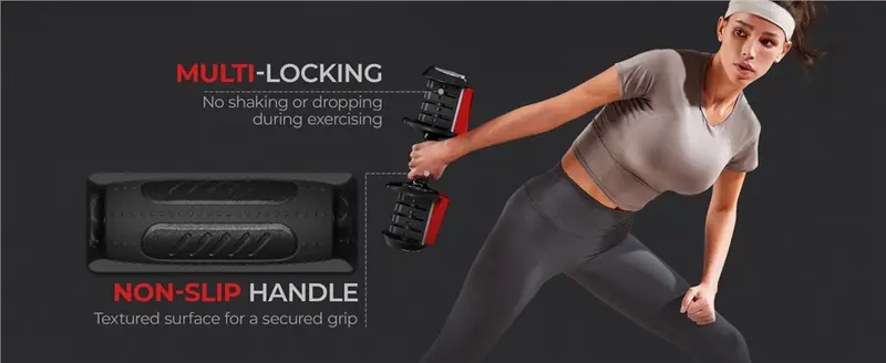 Product Introduction of 【#FathersDayGift】Yaheetech Adjustable Dumbbell Set 40LB/52.5LB/90LB with Anti-Slip Handle. Tray for Home Gym Training. Durable Steel Construction 5