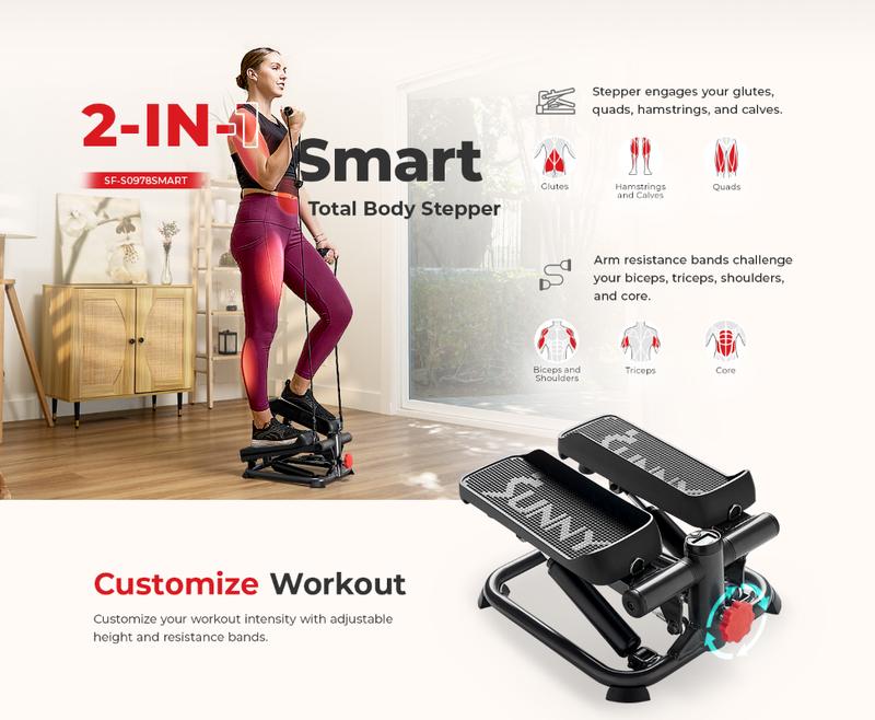 Smart Mini Stepper with Resistance Bands