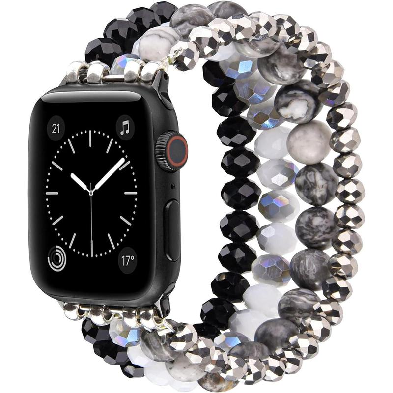 TikTok Shop Beaded Bracelet Band Compatible with Apple Watch 38mm 40mm 41mm 42mm 44mm 45mm Stretchy Dressy iPhone Watch Bands Women Cute Boho Straps for iWatch Bands Series 9 8 7 6 5 4 3 2 1 SE