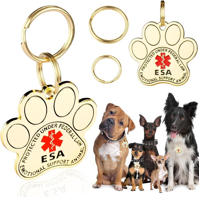 TikTok Shop Emotional Support Dog ESA Dog Tag ID Emotional Support Animal ESA Dog Tag with Red Medical Alert Symbol and Protected Under Federal Law Easily Attach to Collar Harness Vest