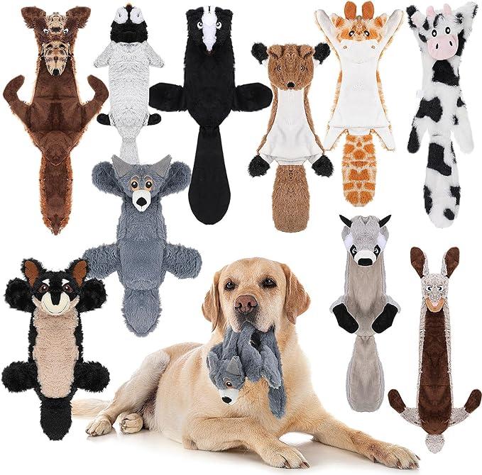 TikTok Shop Sratte 10 Pcs Dog Squeaky Toys No Stuffing Pet Toys Crinkle Dog Toy for Aggressive Chewers Plush Teething Puppy Squeak Toys Animals Chew Toys for Small Medium Large Pets 10