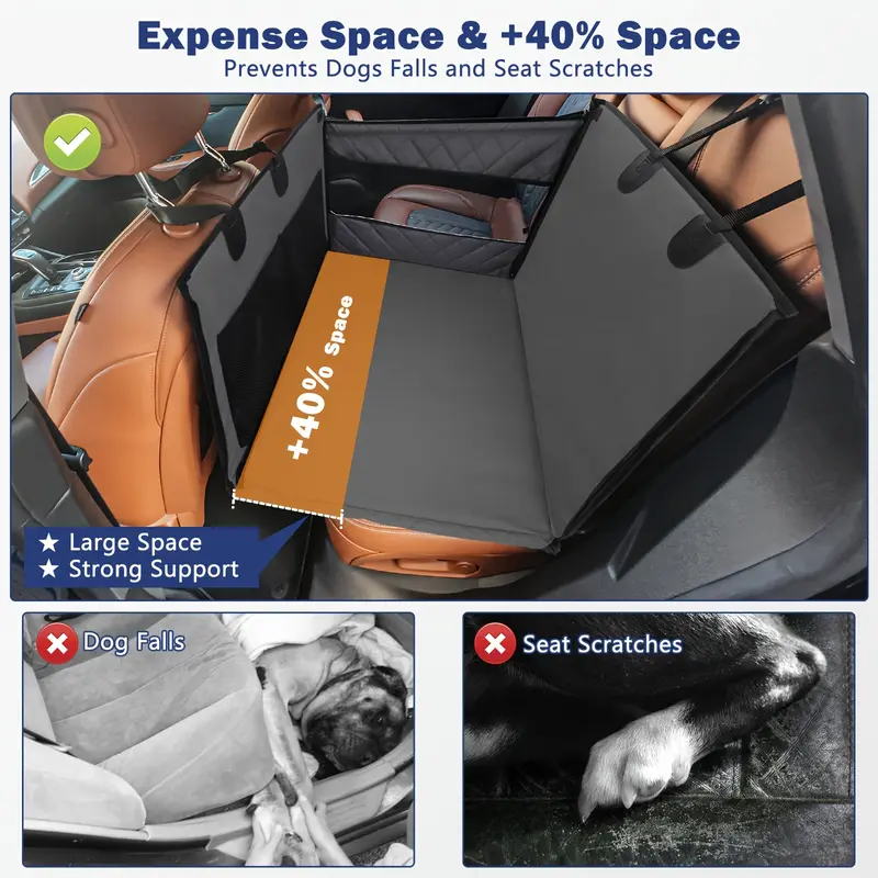 Product Introduction of Large Dog Car Safety Seats, Dog Rear Seat Extenders, Waterproof Dog Car Safety Seats - For Medium & Large Dogs - Suitable for Car, SUV & Truck - Protect Your Vehicle Interior - Perfect Gift for Dog Owners 2