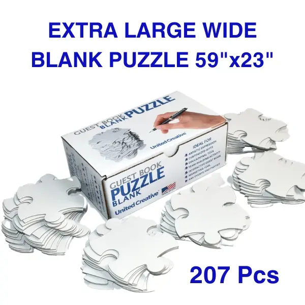 Extra Large Guest Book Blank Puzzle 59x23 inches, 207 Pieces - Ideal For Wedding Birthday Party Events, DIY Art Craft Projects, Guest Book Alternative