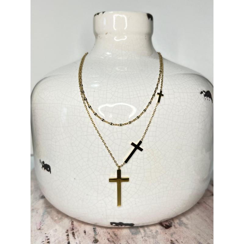 Three cross necklace deals