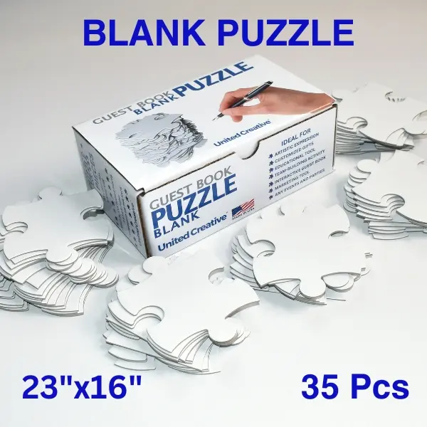 Guest Book Blank Puzzle 23x16 inches, 35 Pieces for DIY Painting, Art and Craft Projects, Wedding Birthday Party Events, Guest Book Alternative