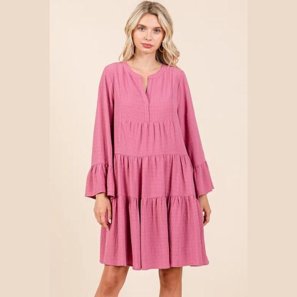 Mittoshop Button Up Collared Tiered Maxi Shirt Dress