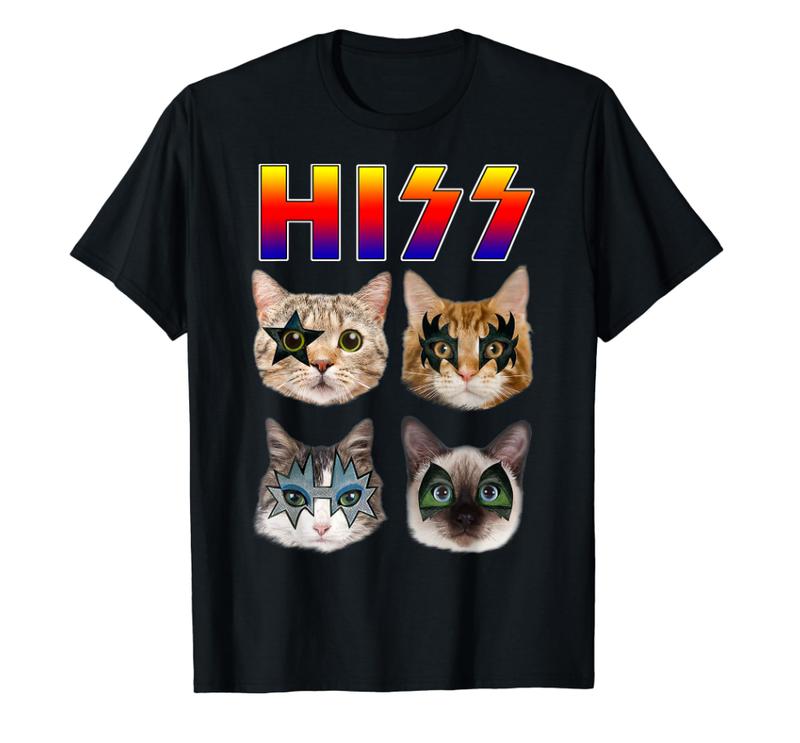 Hiss Funny Cats Kittens Rock Rockin T-Shirt Gift Tee Pun Hiss Funny Cats Kittens Rock Rockin T-Shirt Gift Tee Pun