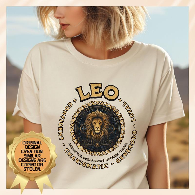 TikTok Shop Leo Shirt Zodiac Shirt Retro Leo Tee Astrology Shirt Gift for Leo Horoscopes Shirt Leo Sign Shirt Leo Zodiac Shirt Ladies Clothes for Daily Wear Anniversary Gift Many Colors Size