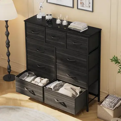3 Drawer Organizer Black Metal With Natural Wood: Stylish Order