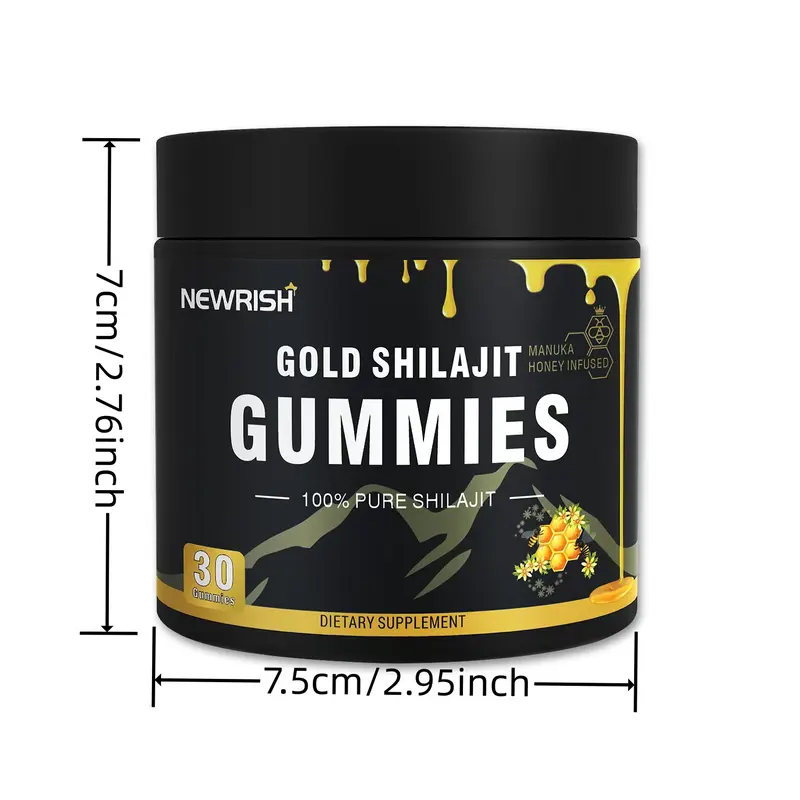 Product Introduction of Summer Turn-Up【Newrish】Organic Shilajit Gummies l Manuka Honey | Natural and Organic | Sugar-free | Improves ability and endurance | Promotes gastrointestinal motility l Cell health l 30 capsules Vitamin Dietary 6