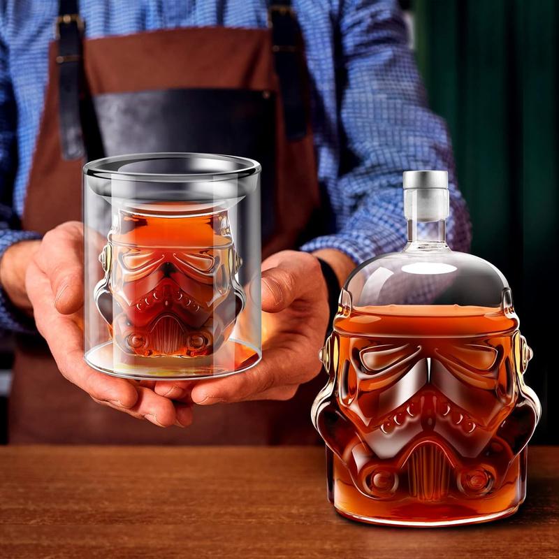 Whiskey Decanter Set, Stormtrooper Bottle, Gifts for Men, Whiskey Carafe  for Brandy, Scotch, Vodka, Gifts for Dad, Husband, Boyfriend, 1 Bottle + 1  Gless 