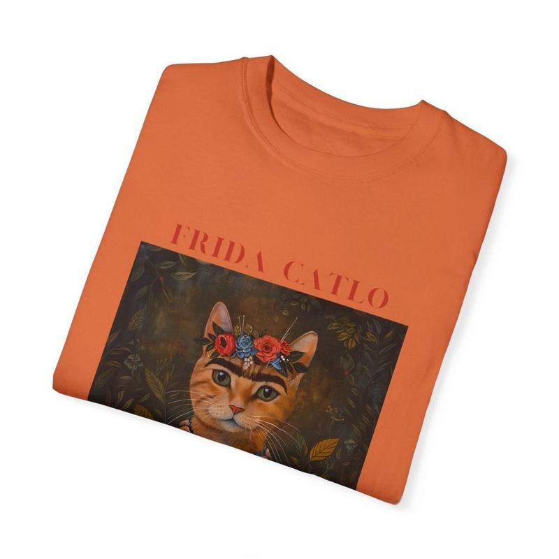 TikTok Shop Frida Kahlo Cat TShirt Funny Floral Cat Art Shirt Perfect Cat Lover Gift Cat Gifts