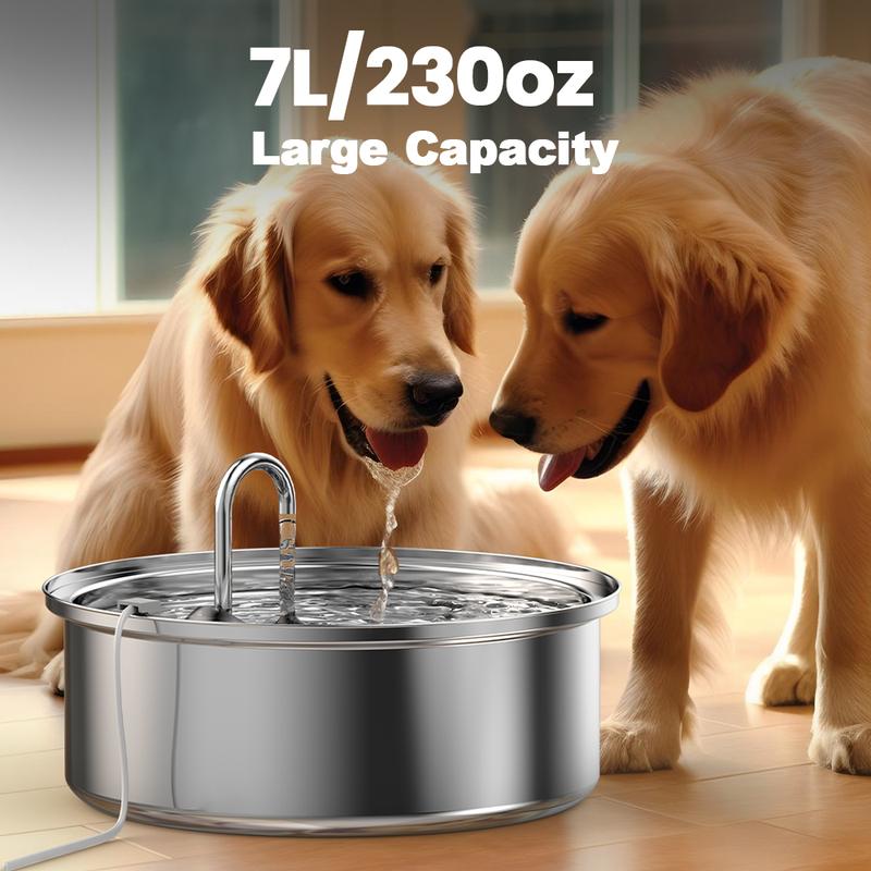 Product Introduction of oneisall Dog Water Fountain for Large Dogs with 3  Filters, 7L/230oz/1.8G Stainless Steel Dog Fountain Super Quiet with Triple Filtration,Great for Large Dogs Cats and Multi-Pet Home 3