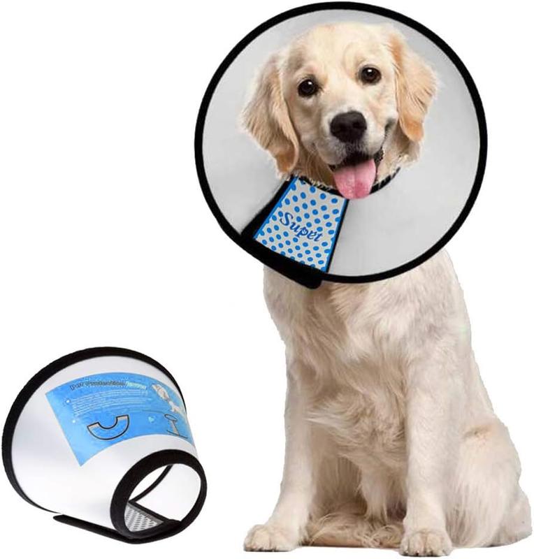 TikTok Shop Supet Dog Cone Collar Adjustable After Surgery Comfortable Pet Recovery Collar Cone for Large Medium Small Dogs Elizabethan Dog Neck Collar Plastic Practical