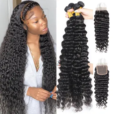 Selected Gref Wave Human Hair Bundles and Closure TikTok Shop