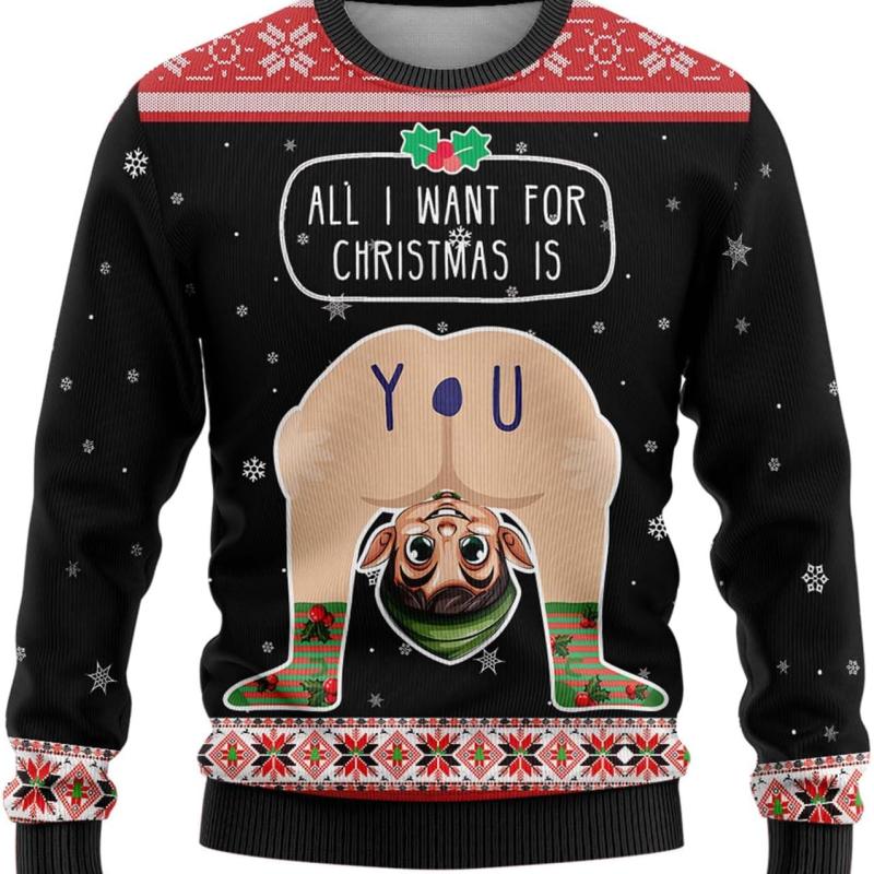 TikTok Shop Hilarious Situations Ugly Christmas Sweaters Dirty Joke Mens Sweater Xmas Holiday Crew Neck Shirt Set 05