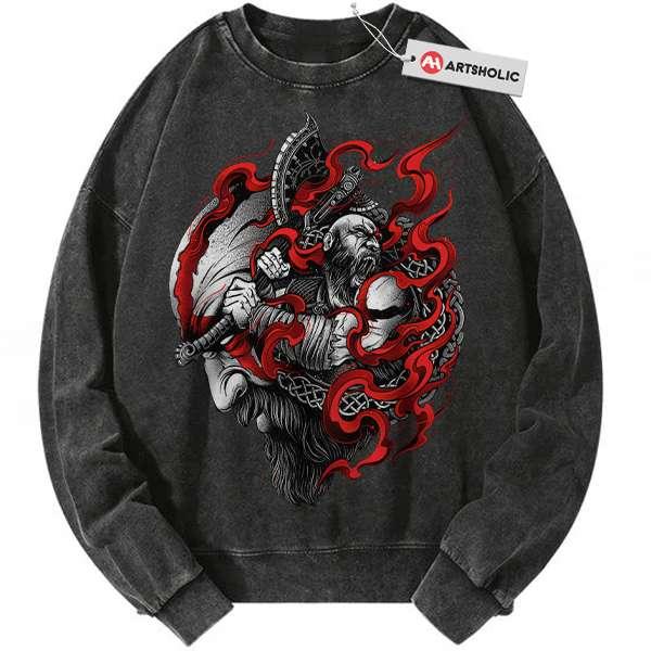 TikTok Shop Kratos Sweatshirt God Of War Sweatshirt Game Sweatshirt Vintage Sweater Printed Tshirt