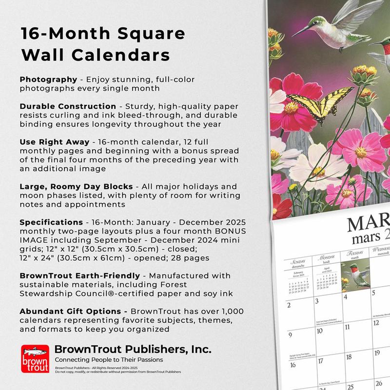 Feathered Friends | Amis a Plumes | 2025 12 x 24 Inch Monthly Square Wall Calendar | English/French Bilingual | Featuring the Artwork of William Vanderdasson | Hopper Studios | Wildlife Animals Birds 5