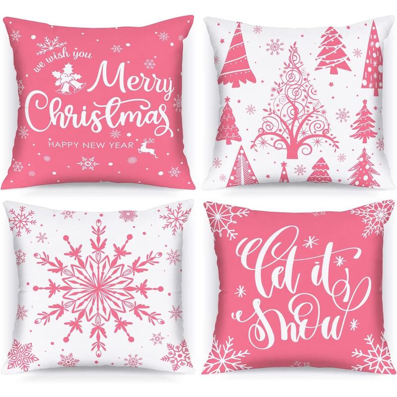 Pink christmas shops throw pillow