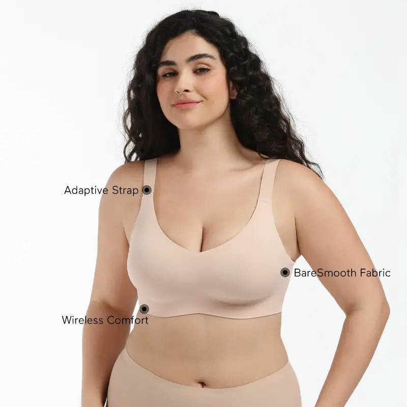COMFELIE S-3XL Plus Size Wireless Bra for Women ,Seamless Bra with Support Bralette, Comfort Lightly Lined Full Coverage Bra EB061-62, 1 Pack 1