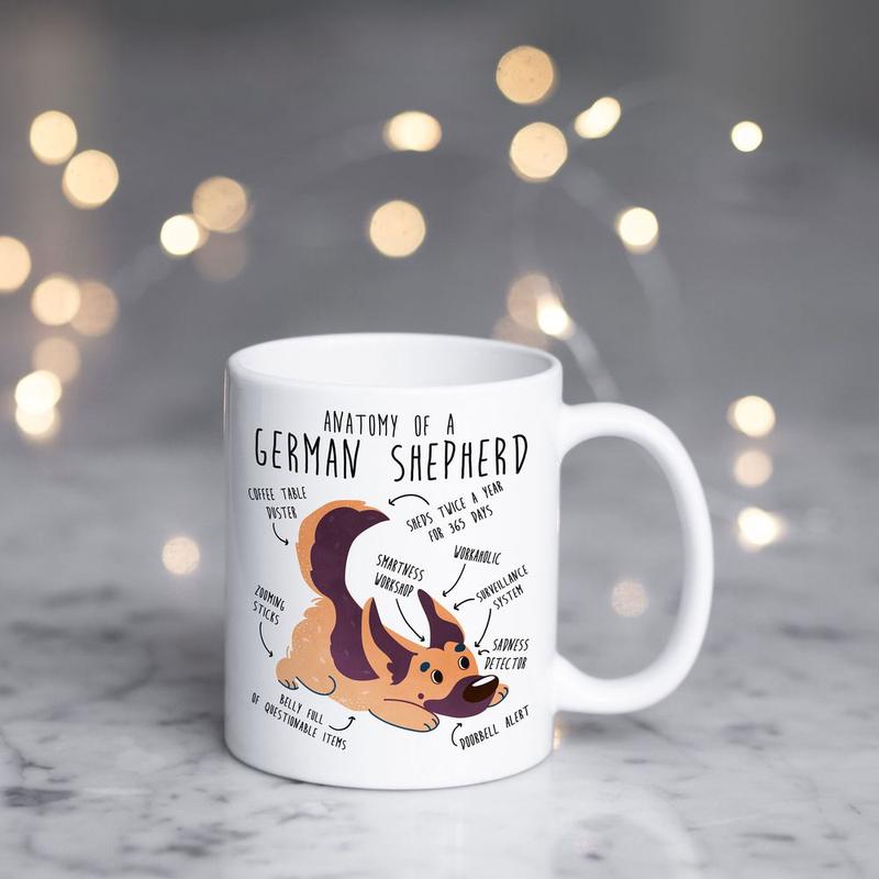 TikTok Shop German Shepherd Coffee Mug Funny Cute German Shepherd Lover Gift Dog Mom Dad Pet Gift for Her Him Dog Anatomy Doggo Meme