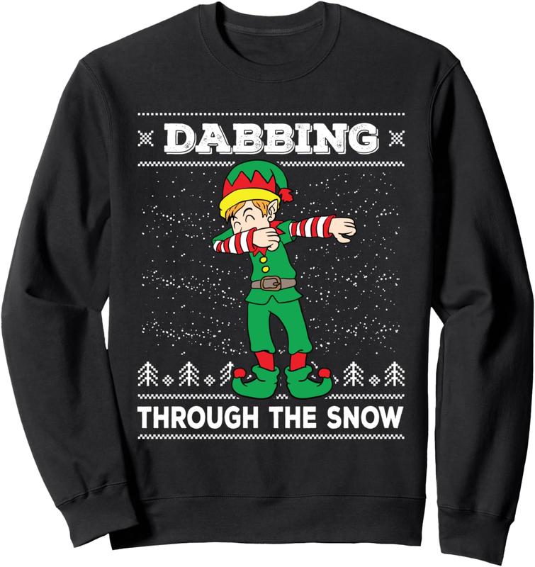 TikTok Shop Dabbing Through The Snow Elf Dab Ugly Christmas Sweatshirt GIft For HIm GIft For Her Family Sweater Christmas Shirt Merry Christmas Sweater Xmas Sweater