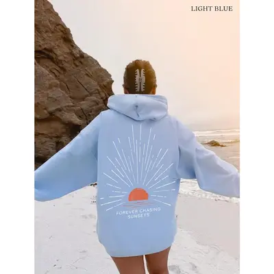 Sweat à Capuche Motif Palmier Plage Vacances - Style Décontracté été, Cadeau Fête, Coupe Classique - 12