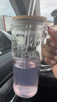 Product Review of Easter Gifts - 24 oz Glass Tumbler Cup with Handle- Stylish Coffee Glass Water Bottle With Lid&Straw, Wide Mouth Mason Jar Cups, Fit Car Cup Holder Bamboo Drinkware from l**) 0
