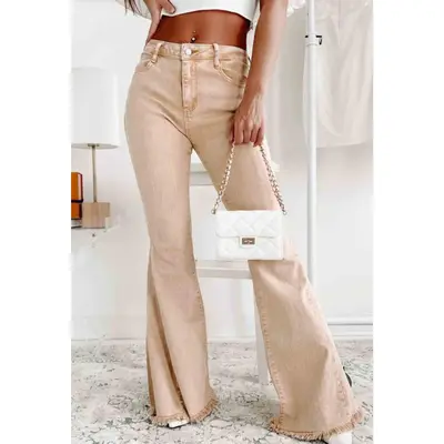 Zara Flared Jeans Tiktok Pantalon Slouchy Zara Beige Outlet