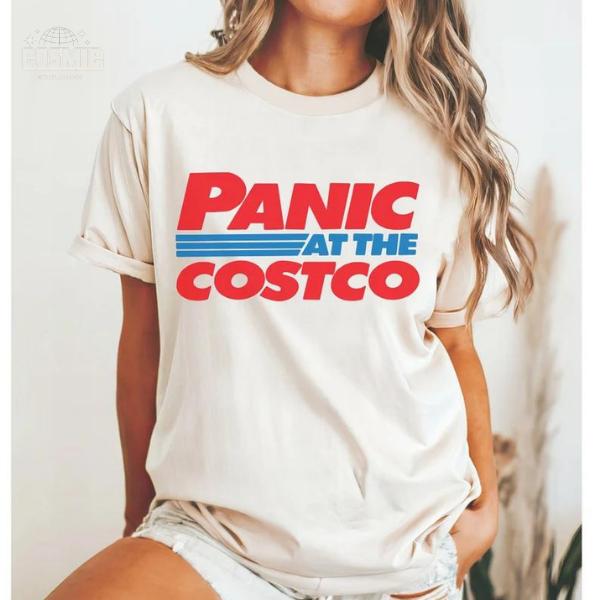 Womens Panic At The-Costco-Funny Tee V-Neck T-Shirt Womens Panic At The-Costco-Funny Tee V-Neck T-Shirt