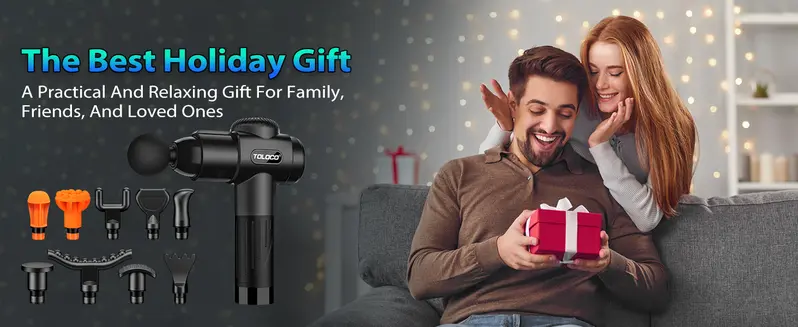 Product Introduction of TOLOCO Massage Gun, Muscle Deep Tissue Massage Gun, Percussion massage gun with 10 replacement heads. 17