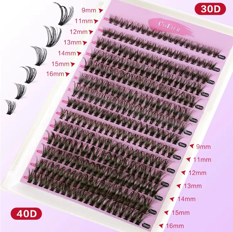 Cofier 280PCS DIY Eyelash Extension Kit Professional Lash Clusters Beginner Friendly Lash Bond and Seal, D Curl Individual Lashes Kit Lash Tweezers & Curler for Self Use 6