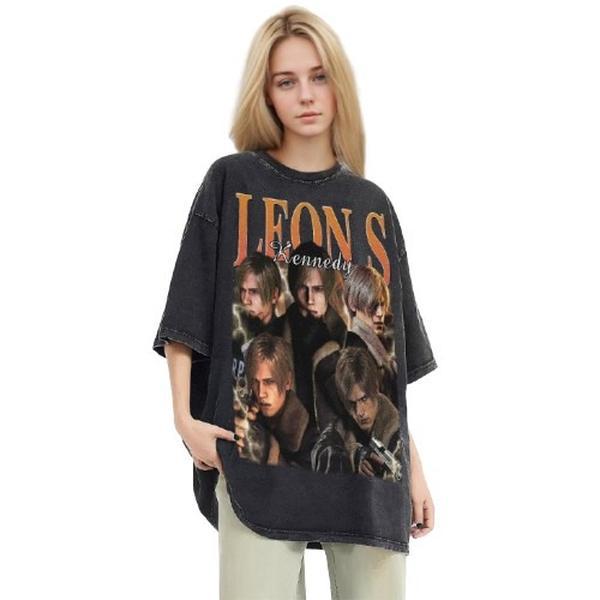 TikTok Shop: Vintage Washed Leon Kennedy Graphic T-shirt Retro 90's Tee  Gift For Her Tshirt