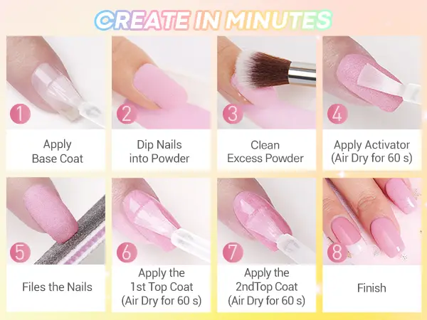 Product Introduction of AZUREBEAUTY 32 Colors + 10 Tools Dip Powder Nail Starter Kit, No UV Lamp All Season All-in-One Set, DIY Manicure at Home, Springtok Nail Care Nail Product 8