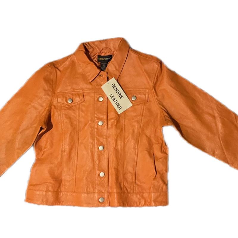 TikTok Shop Metro Style vintage orange leather coat Size 10