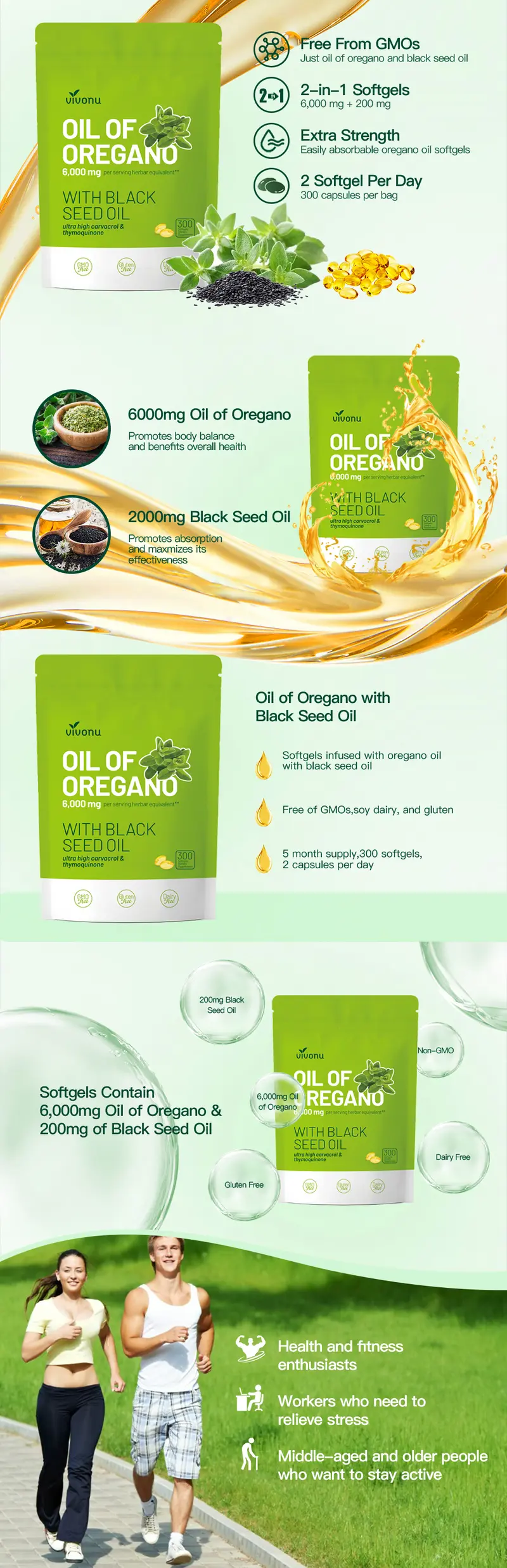 Product Introduction of Oil of Oregano 300 Capsules with Black Seed Oil | Natural Antioxidants for Fitness | Nutritional Support | Highly Effective Botanicals Edible Dietary Supplement 11